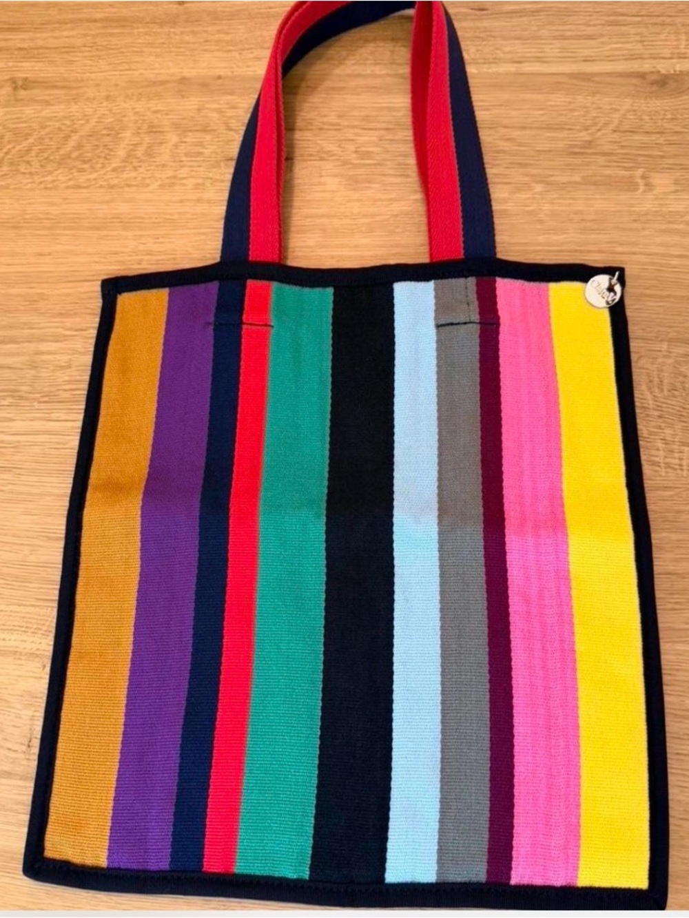 Striped Multicolor Clare V Tote Bag